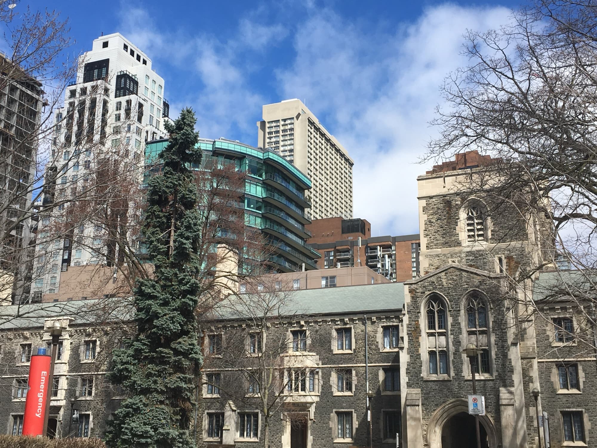 Stone college buildings at Victoria University in the University of Toronto